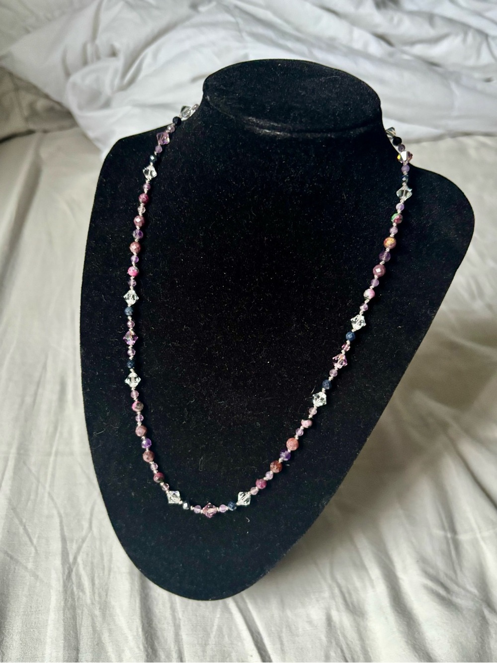 Ruby and sapphire gemstone necklace.